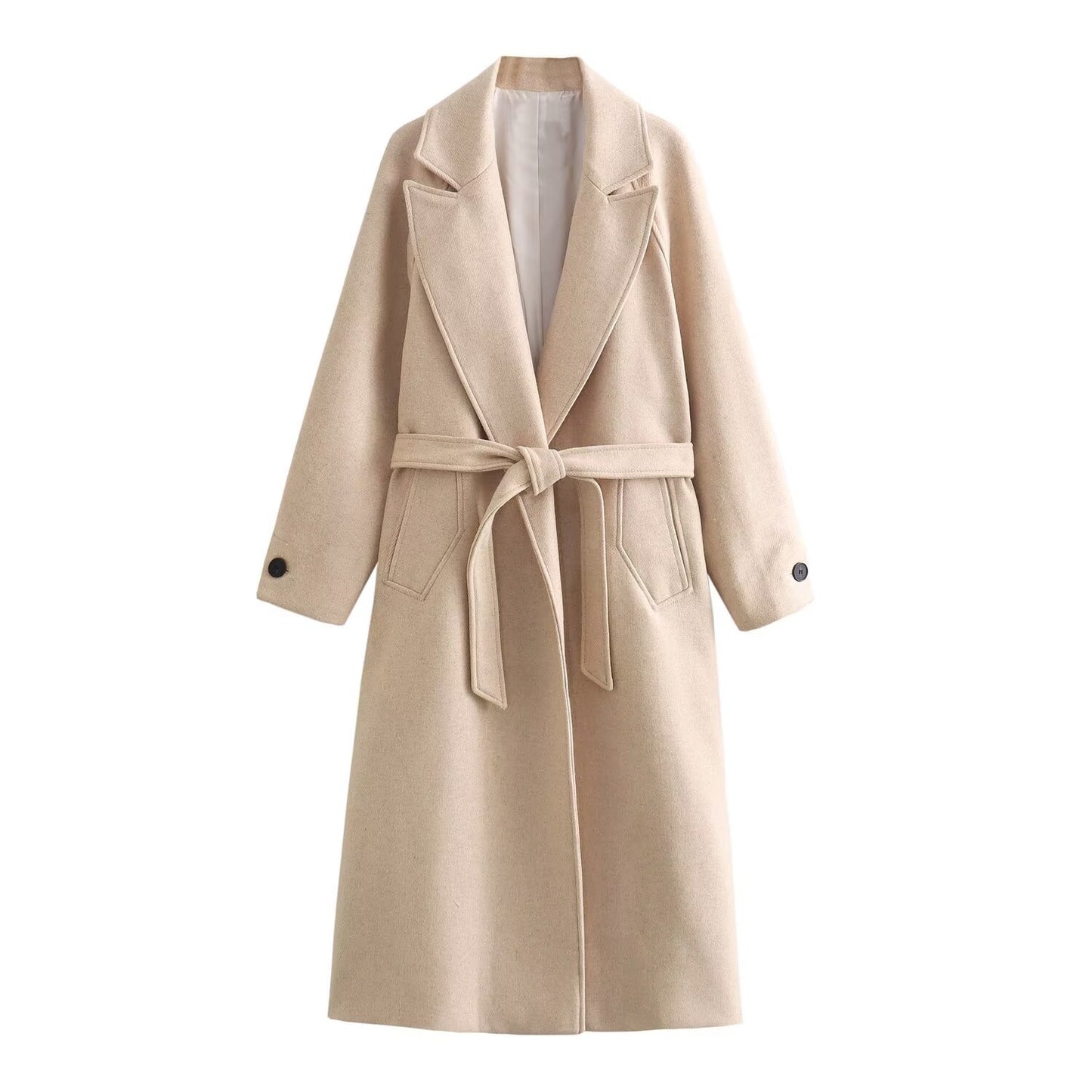 Tailored Belted Overcoat Beige