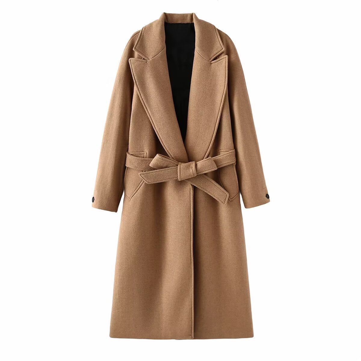 Tailored Belted Overcoat Braun