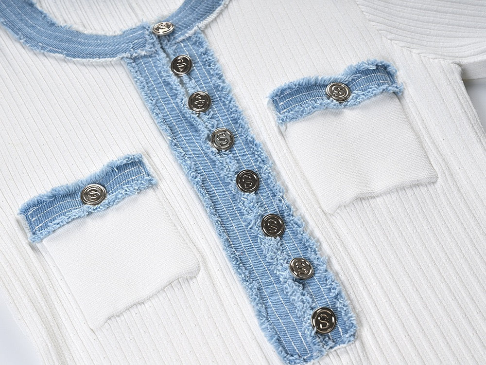 Buttoned Ribbed Dress