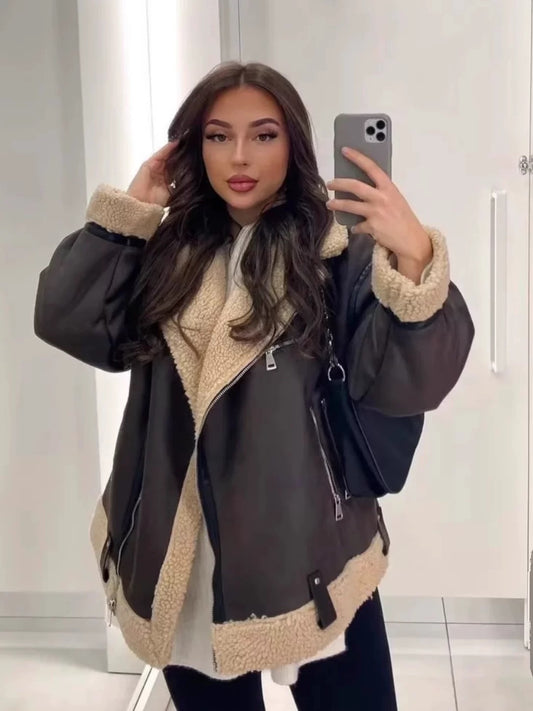 Gefütterte Kunstleder Jacke