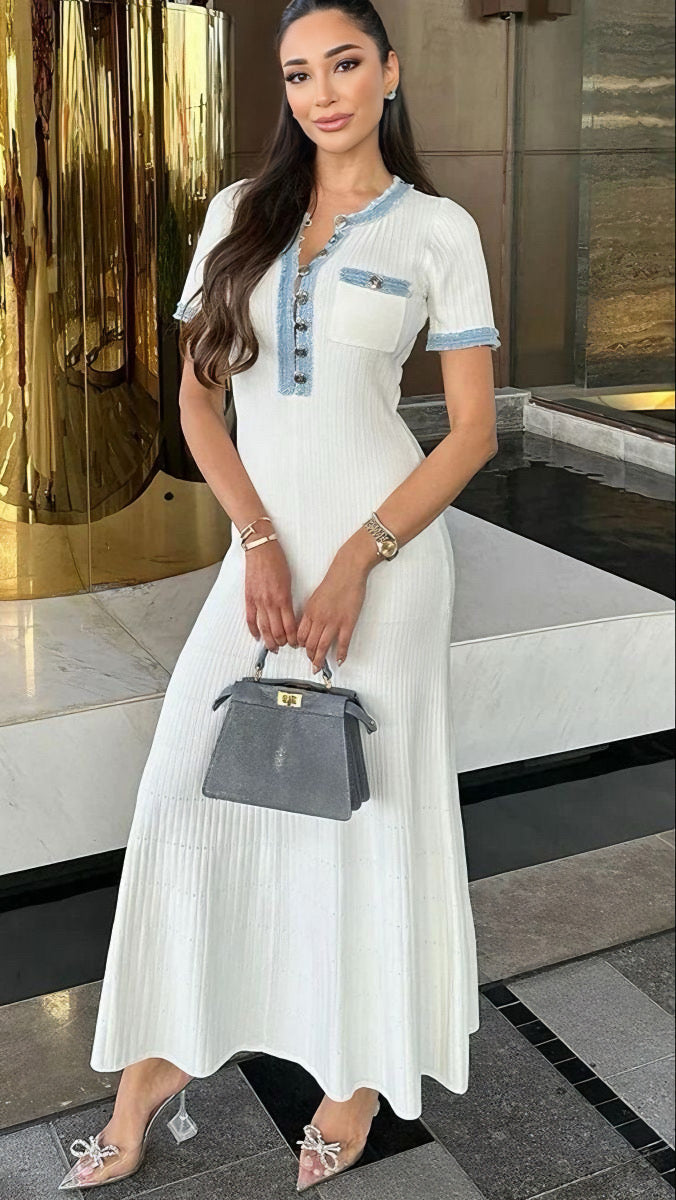 Buttoned Ribbed Dress