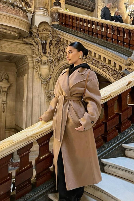 Tailored Belted Overcoat Braun