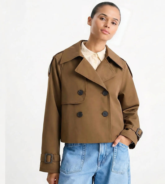 Cropped Trenchcoat Braun